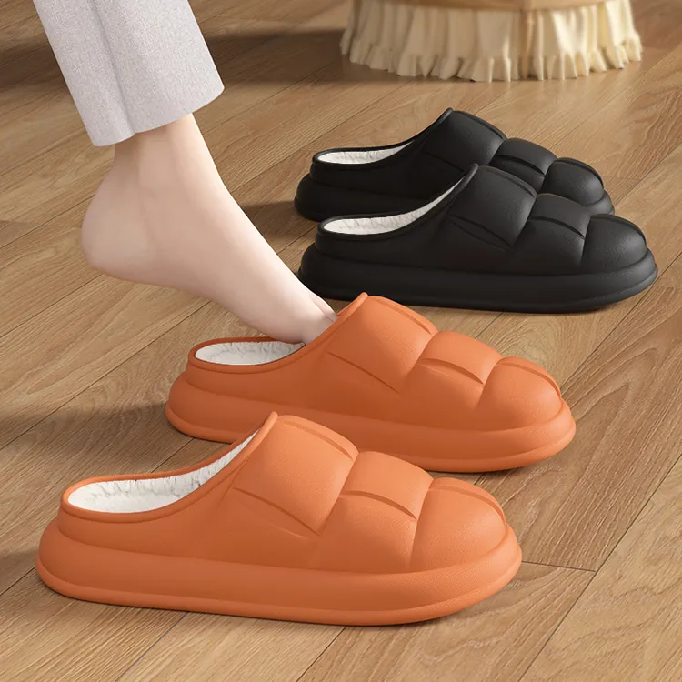 【店家主推】防水防油秋冬棉拖鞋女保暖厚底包跟月子鞋外穿棉拖鞋男