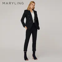 MARYLING玛俪琳春季时尚简约条纹西装裤九分小脚长裤A1CBW51160
