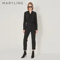 MARYLING玛俪琳秋季时尚百搭黑色收身弹力显瘦女士长裤A1DGW51170