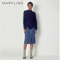 MARYLING玛俪琳时尚秋季丹宁蓝不对称牛仔裙小A半裙A1CGW72130