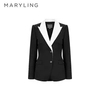 MARYLING玛俪琳初秋气质新品黑白撞色经典廓形西装外套A1DFW10080