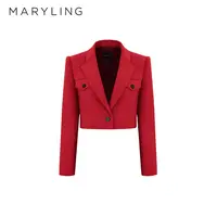MARYLING玛俪琳秋季帅气干练平驳领新年短款西装外套A1DGW14100