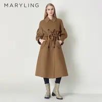 MARYLING玛俪琳2022冬季驼色落肩袖气质毛呢大衣A1CHW93640
