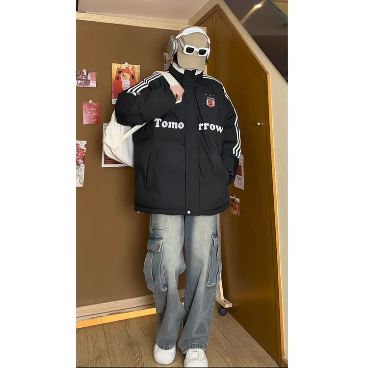 新款御寒棉服外套2025撞色条纹休闲保暖棉衣加厚棉袄男女同款