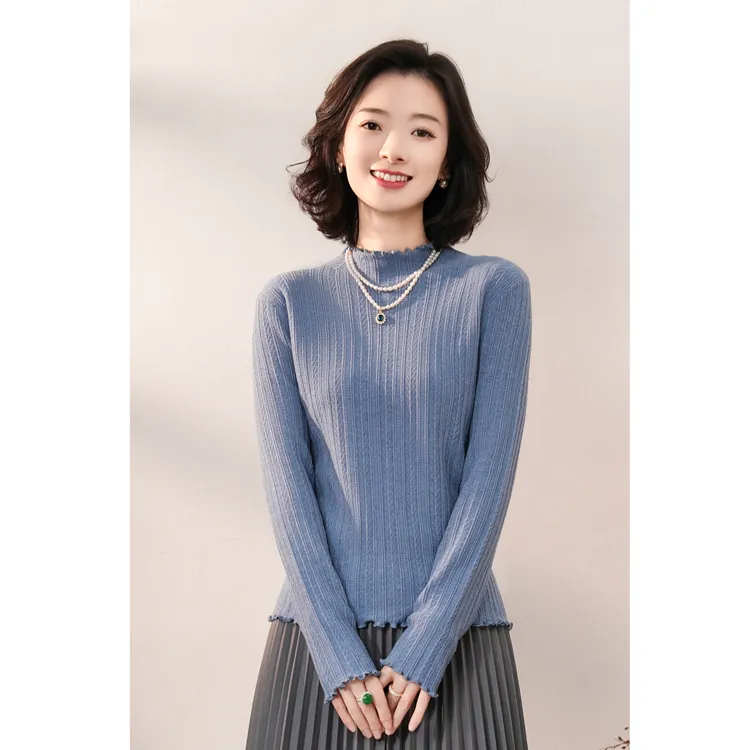 西子/【冬日恋歌】精纺羊毛荷叶领肌理感针织打底/MSHC134
