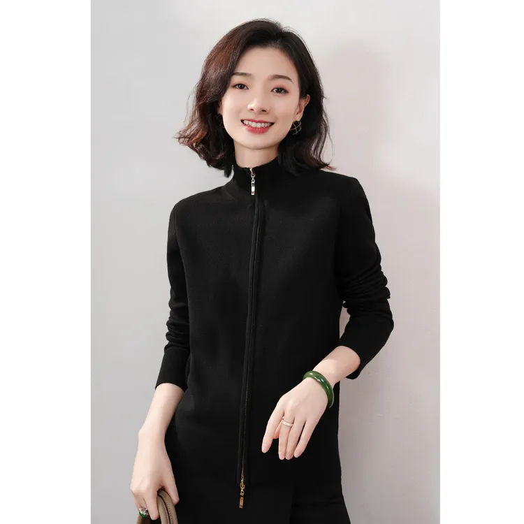西子/【黑金派对】可机洗绵羊毛极简设计感针织开衫外套/MSAY006