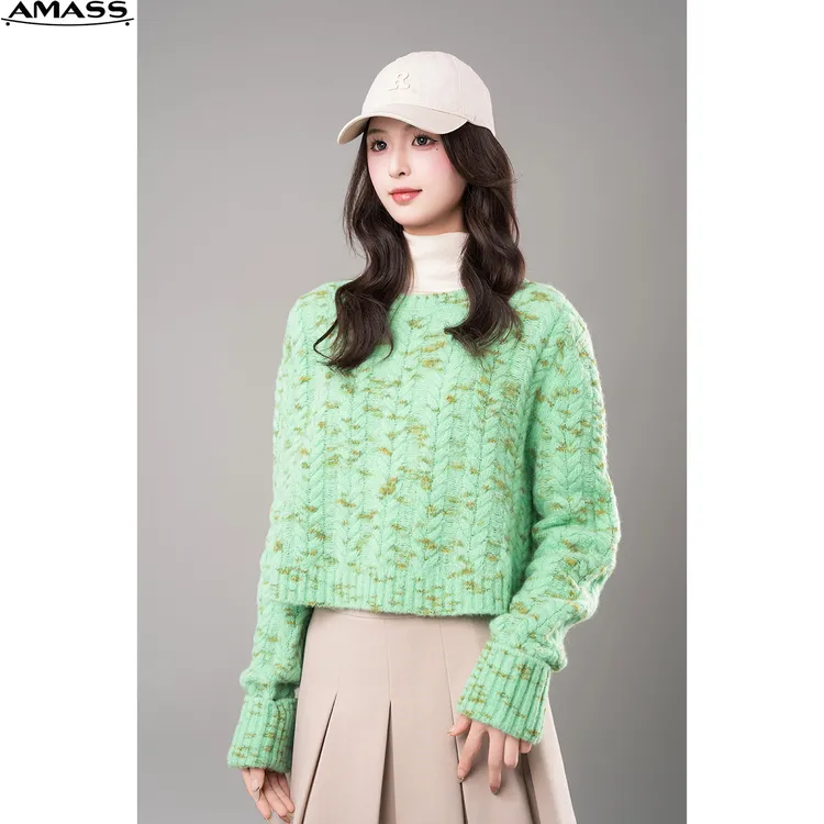 AMASS/阿玛施秋冬新款时尚气质百搭圆领宽松针织衫上衣女 5399621