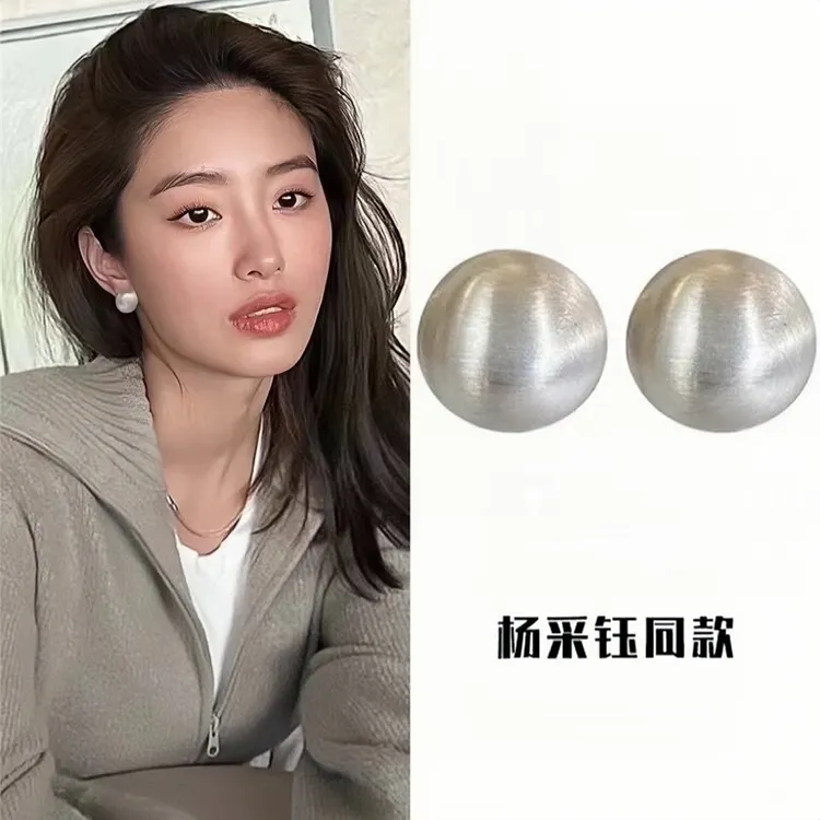 铜合金耳饰 磨砂蚊香盘耳夹无耳洞女耳环女款纯银|银枝儿