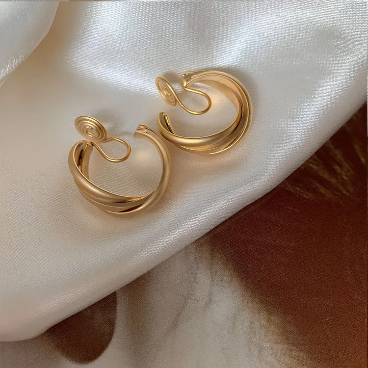 铜合金耳饰 复古蚊香盘耳夹无耳洞女饰品小众设计高级感|港风少女