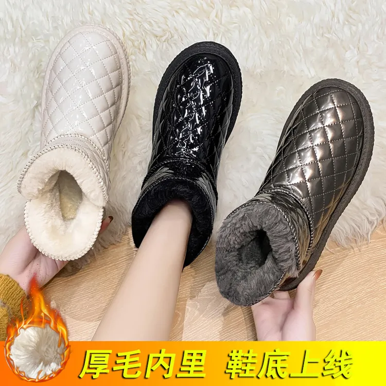 加厚加绒雪地靴女保暖棉鞋2025冬季新款短筒棉靴短靴女鞋皮毛一体