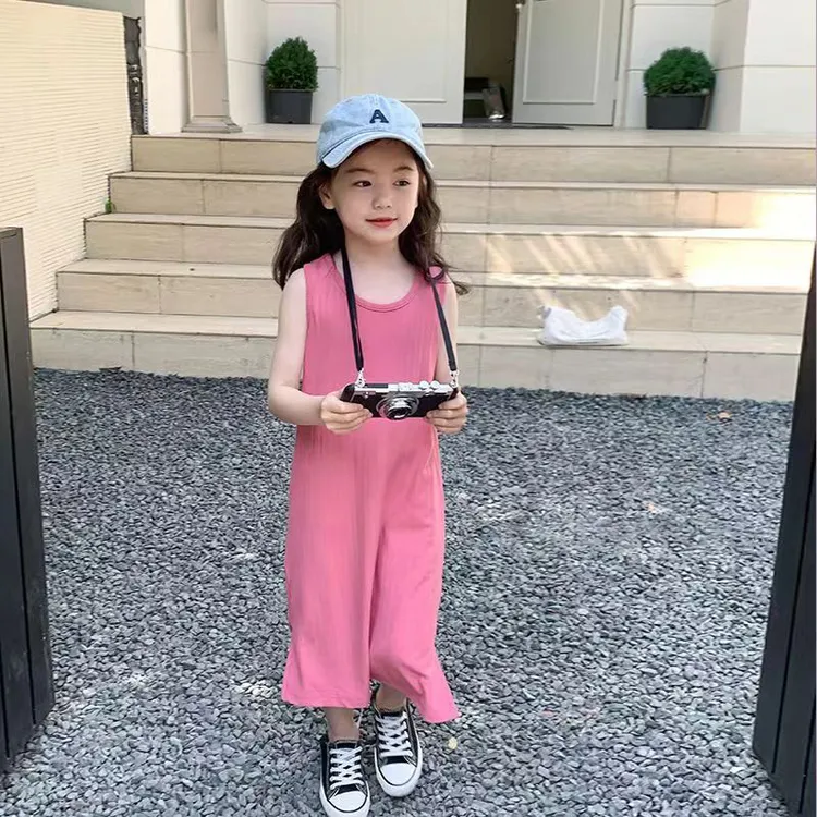 女童夏装连衣裙无袖宝宝夏季儿童冰丝洋气韩版中长款宽松背心裙子