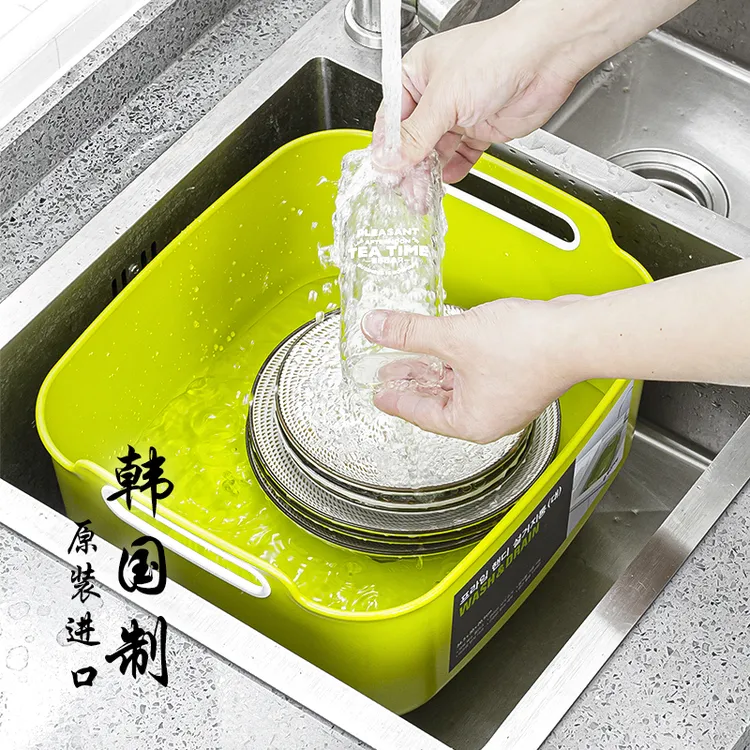 韩国进口家用洗菜盆塑料沥水篮蔬菜水果盘子厨房水槽洗碗餐具大号