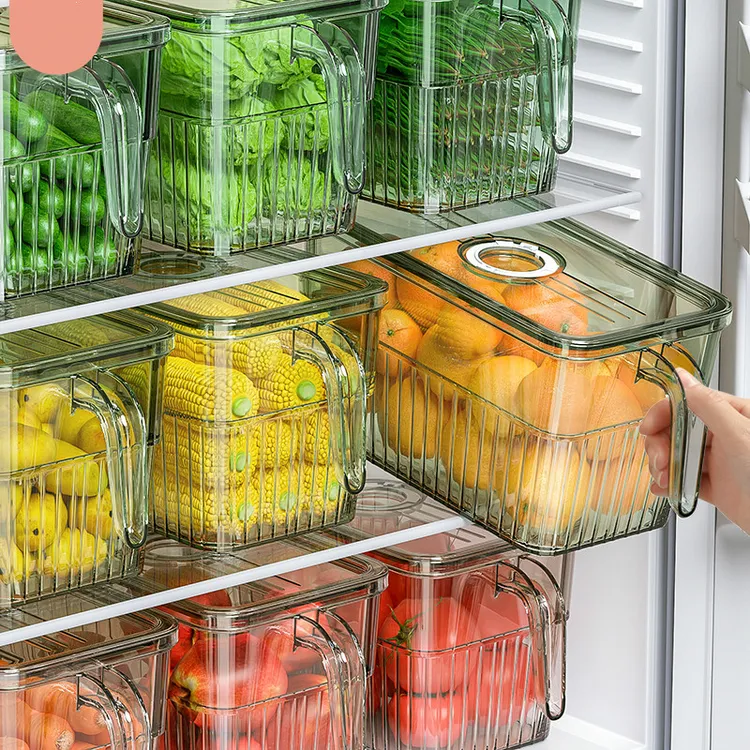 冰箱收纳盒保鲜盒厨房水果蔬菜鸡蛋冷藏保鲜冷冻水饺加厚带沥水板