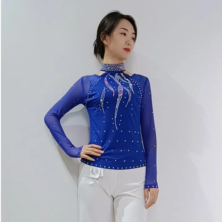 曦姿舞广场舞 三步踩 休闲舞 凸显锁骨小高领 柳丝情舞蹈上衣