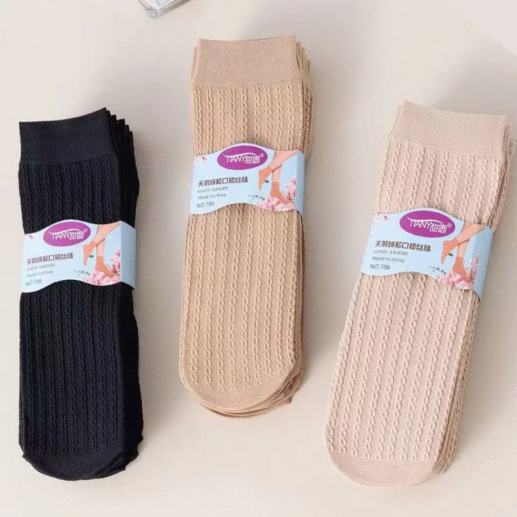 防臭袜子冬季丝袜厚款中老年人防滑袜松口直筒加厚耐磨保暖丝袜