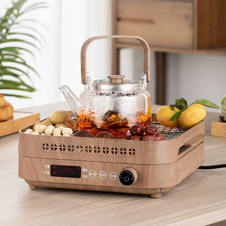 室内无烟方形围炉煮茶2025新款煮茶器电陶炉烧水壶家用茶具套装