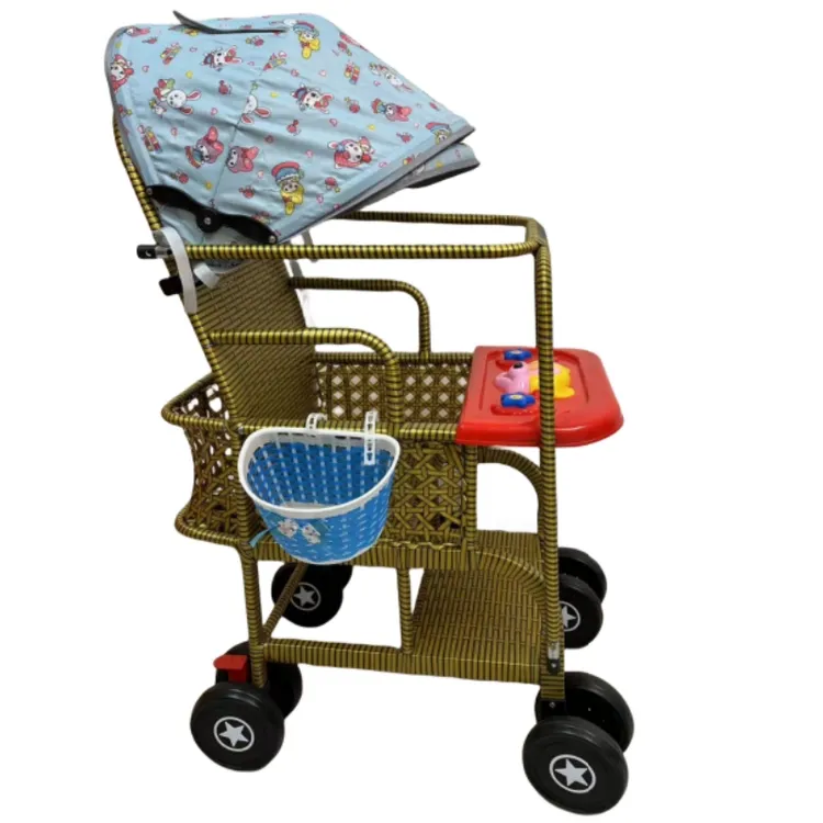 仿藤手推车夏季藤编竹编车宝宝竹藤推车轻便藤椅藤椅婴儿推车