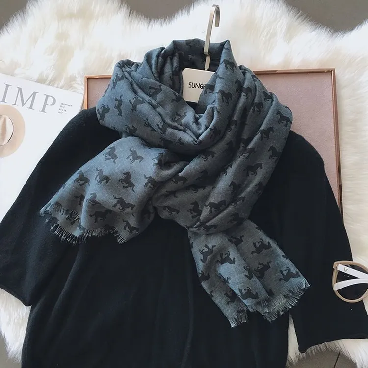 时尚小马头手工拆须围巾女棉麻春秋冬季百搭披肩外搭韩版网红围脖