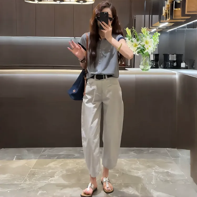 裤子女款爆款2025新款轻奢减龄显瘦弯刀裤百搭气质九分裤休闲裤女