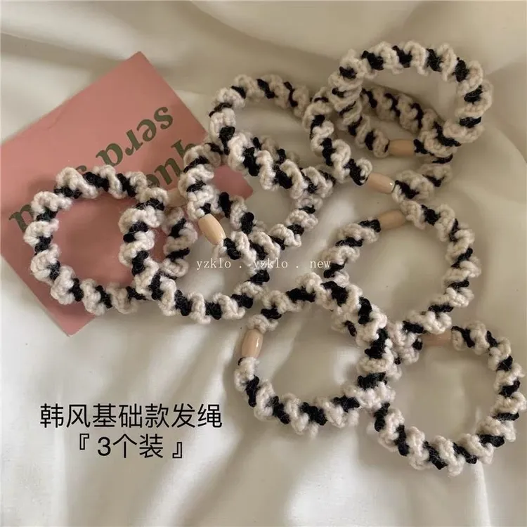 三个装|简约基础款编织发绳高弹力少女橡皮筋套日韩头饰百搭耐用