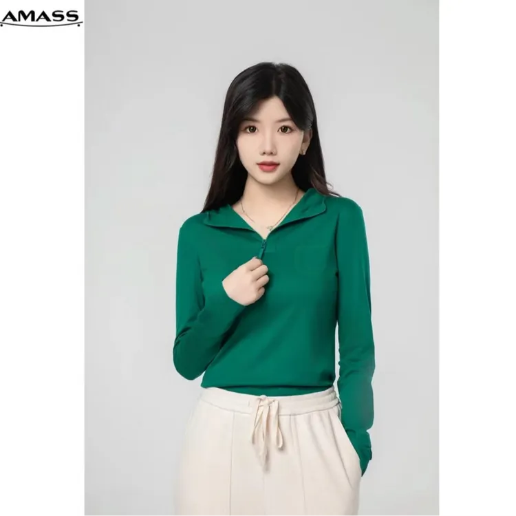 AMASS/阿玛施 经典简约气质百搭显瘦休闲修身长袖连帽卫衣5300662