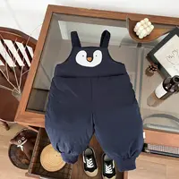 婴儿冬季夹棉背带裤套装男女儿童卡通加厚保暖棉裤宝宝可爱束脚裤
