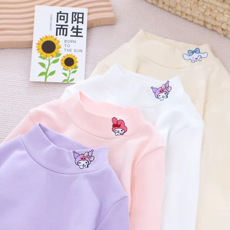 女童纯棉弹力中领长袖打底衫春秋冬儿童内搭宝宝小女孩半高领衣服