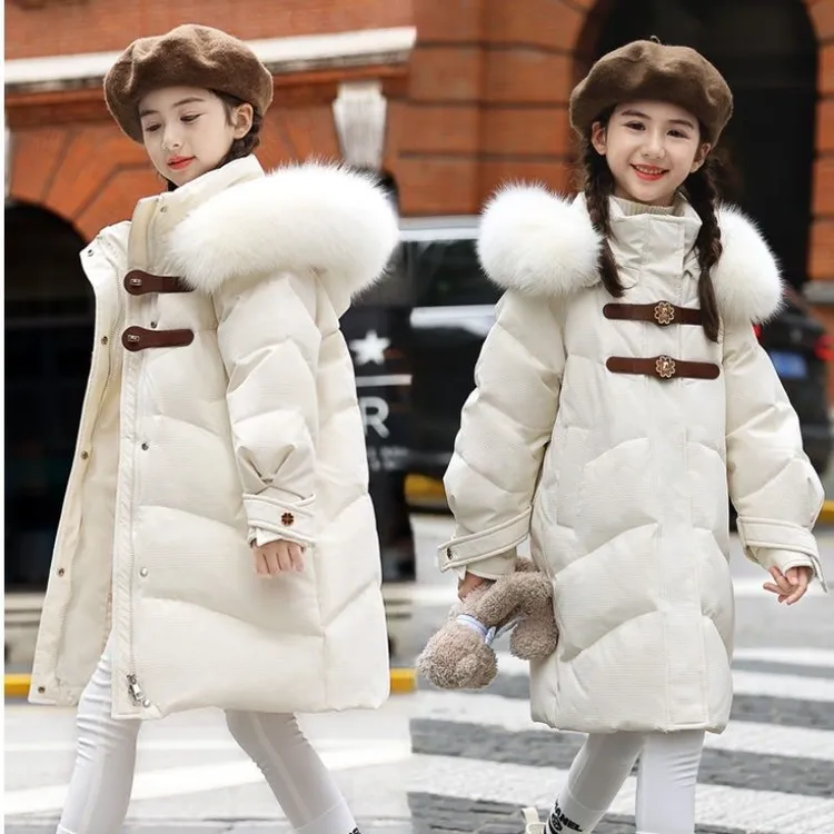 2025新款儿童羽绒服女童中长款中保暖公主修身冬季外套加厚