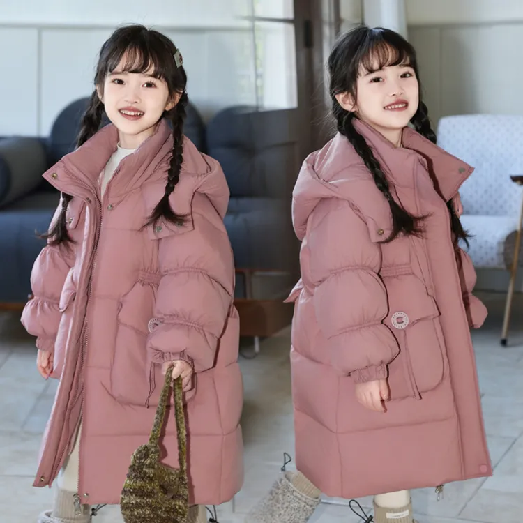 冬季女童儿童羽绒服洋气2025新款中大童加厚保暖外套中长款