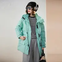 秋冬新羽绒服女短款连帽清仓加厚宽松飘带时尚百搭保暖白鸭绒外套