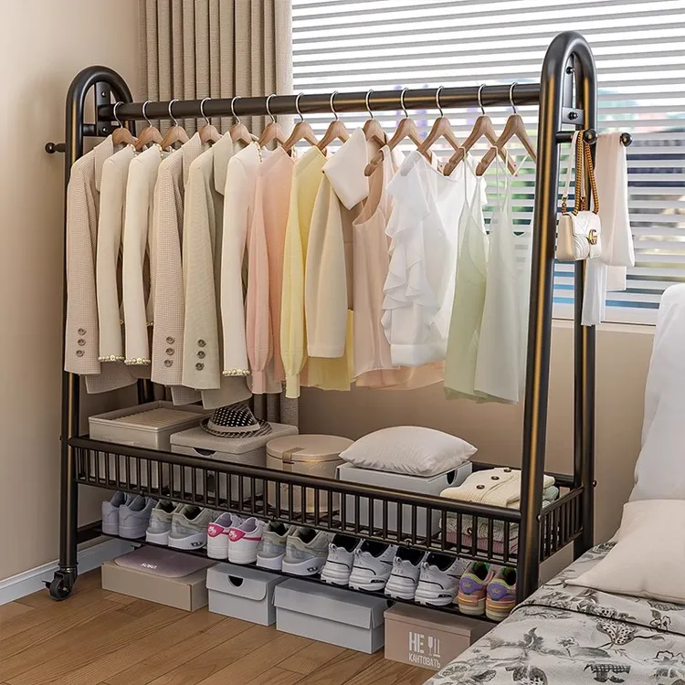 【带换衣蓝】特粗32管晾衣架落地家用卧室阳台挂衣服架子室内衣帽架