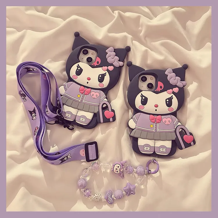 卡通紫色拎包JK裙库洛米iPhone15promax适用苹果13手机壳12硅胶14