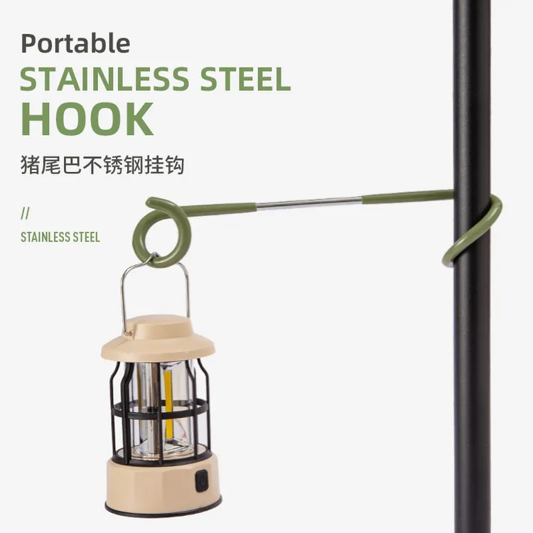 不锈钢汽灯挂钩营地便携物品配件野营天幕杆挂扣营地灯灯架猪尾巴