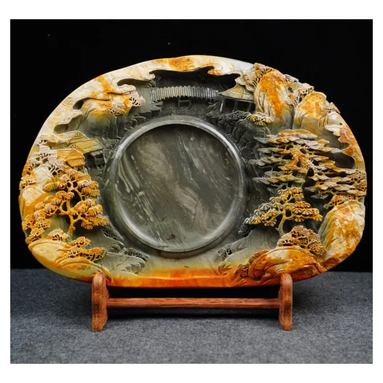碧湖赏景（绿端）广东肇庆端砚砚台