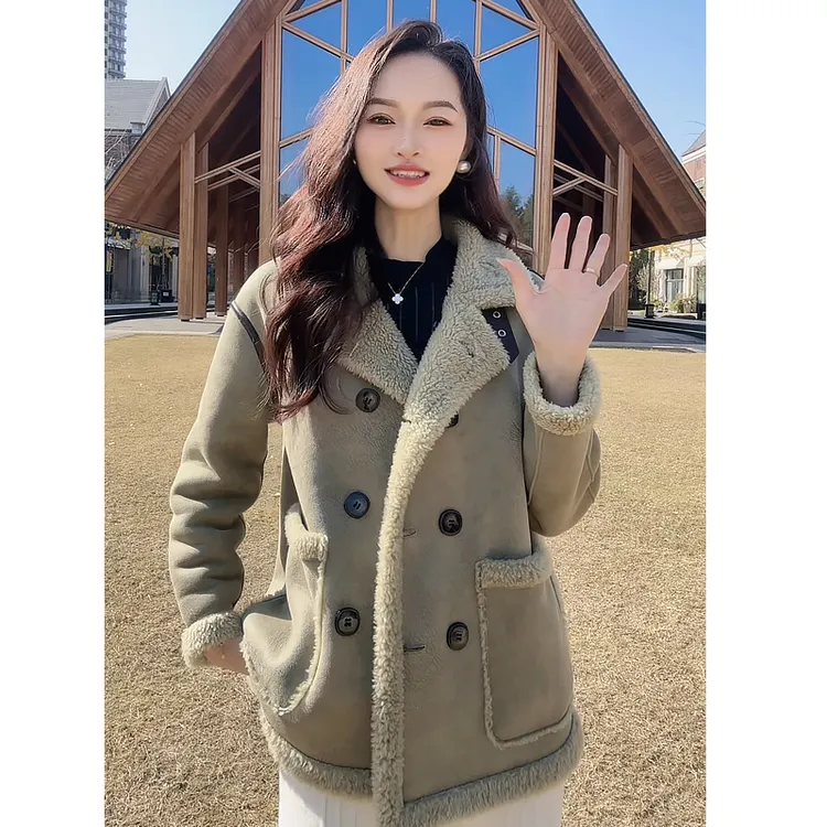 【诺斯威玛】皮毛一体外套女秋冬最新爆款2025新双面穿全羊毛大码36