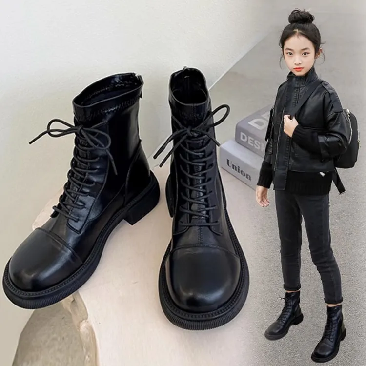 女童马丁靴2025秋冬新款中大童百搭网红短靴学生时尚皮靴儿童靴子