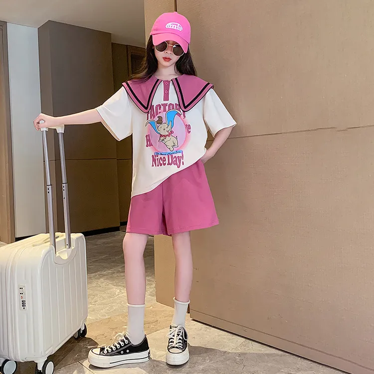 女童套装夏款时尚短袖T恤2025新款儿童8洋气中大童夏装短裤两件套