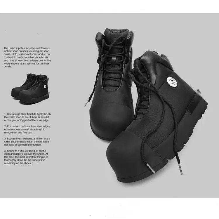 米奇大头高帮鞋男女厚底增高7CM马丁靴小众美式高街风板鞋面包鞋