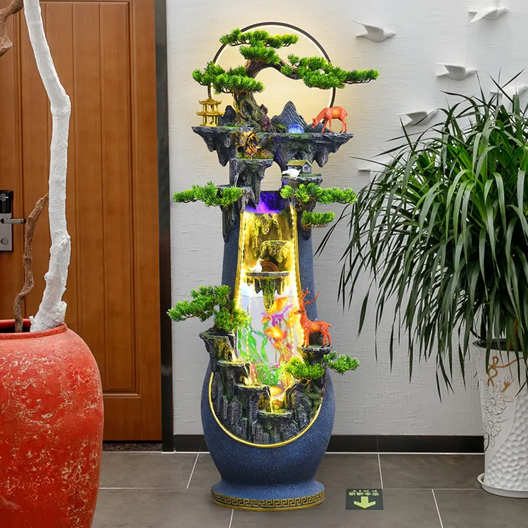 7203富贵长流落地水景喷泉假山加湿器办公室内外景观乔迁新居礼品