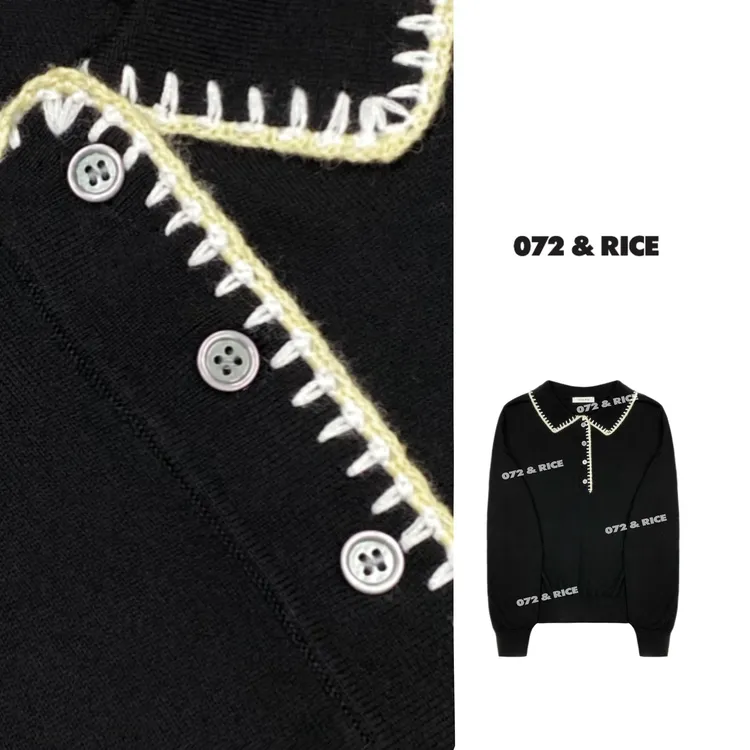 072 & RICE【小千金】莱赛尔+羊毛 秋季翻领长袖针织衫 24SJ53