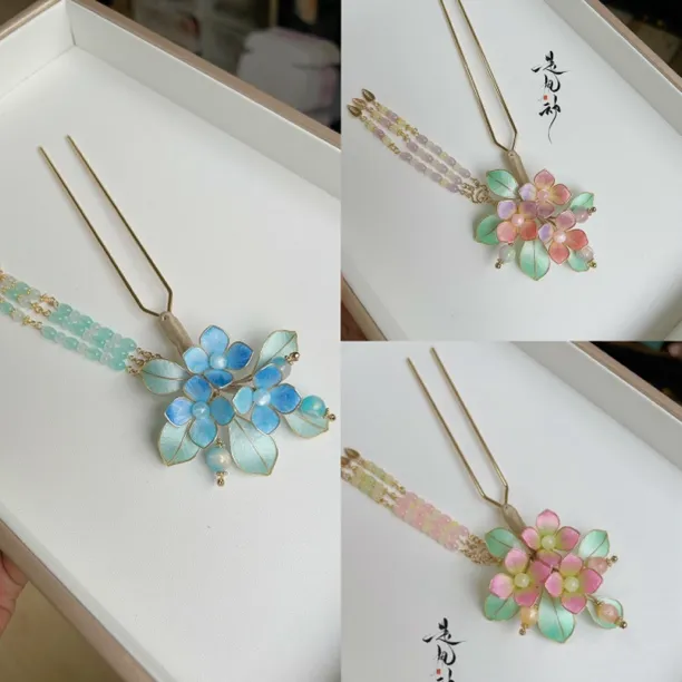 「星落」是风动古风配饰原创绒花发簪