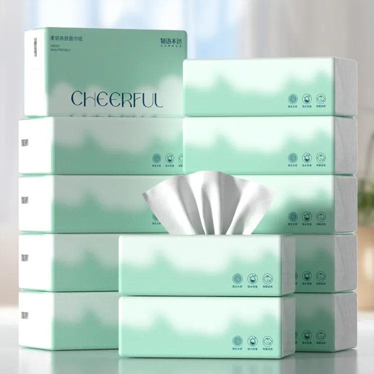 物语本色薄荷绿系列亲肤大规格柔韧加厚 抽取式面巾纸 12包装
