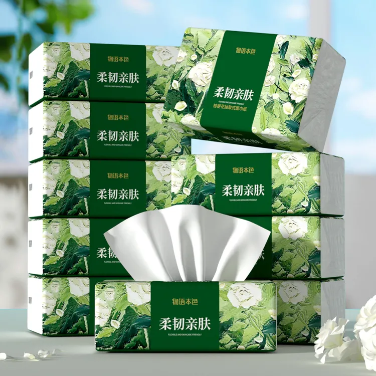 物语本色桔梗花家用大规格加厚5层柔软家庭实惠装抽纸纸巾抽式