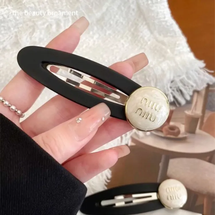 复古min字母珍珠发夹女侧边刘海碎发BB夹子头饰后脑勺一字夹发卡