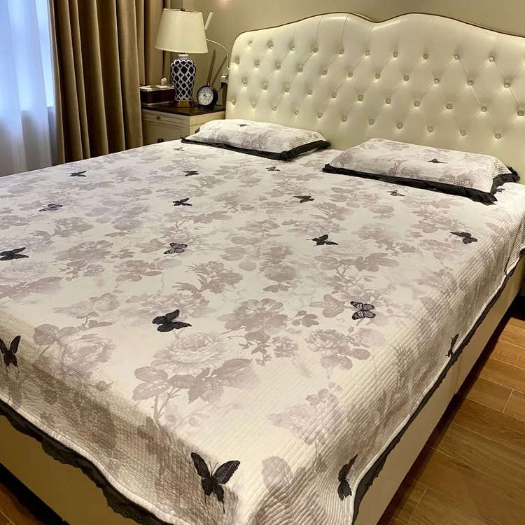 2025【蝴蝶床盖三件套】全棉四季款印花床盖三件套