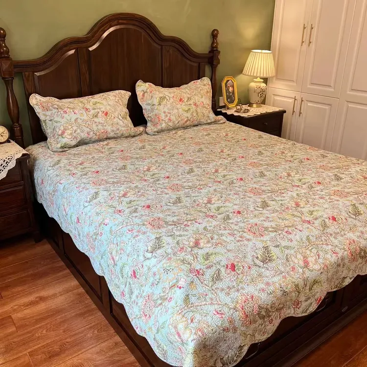 【玉兰姐姐专属】全棉大花卉床盖三件套四季通用款床上铺盖加厚床单