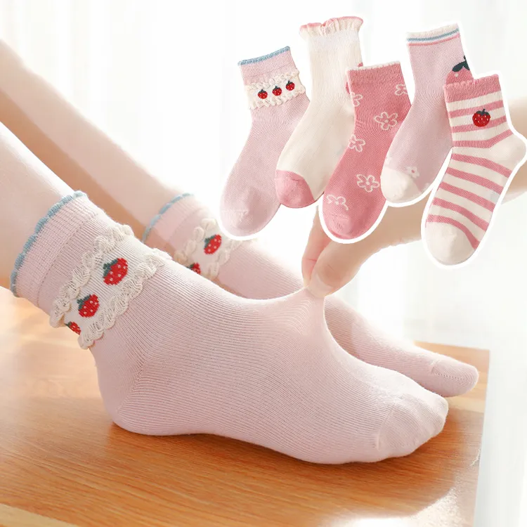 活动款）六指鼠女童袜子春秋薄款中筒袜儿童大童女宝宝卡通透气