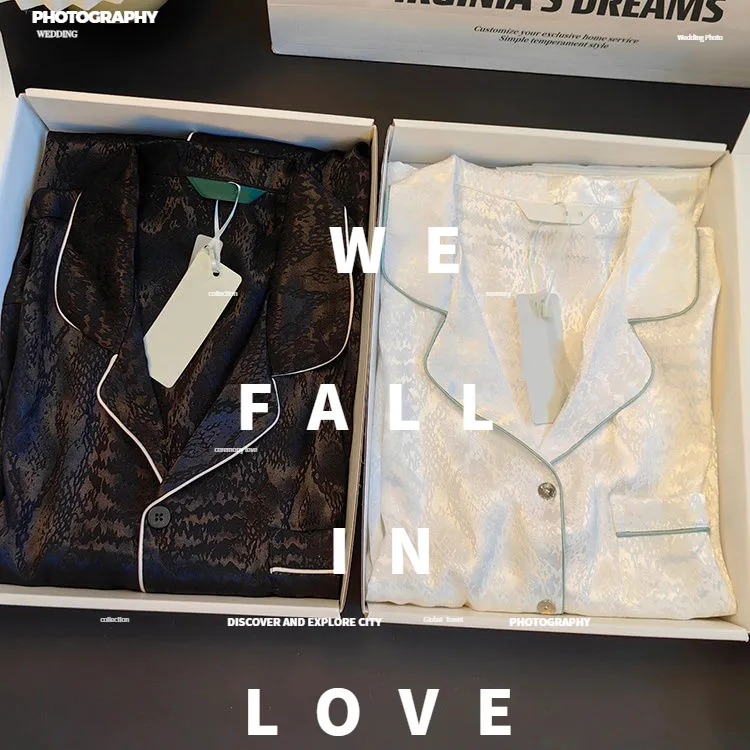 RZ情侣款新款睡衣冰丝提花长袖春秋季男女款可外穿家居服两用2025