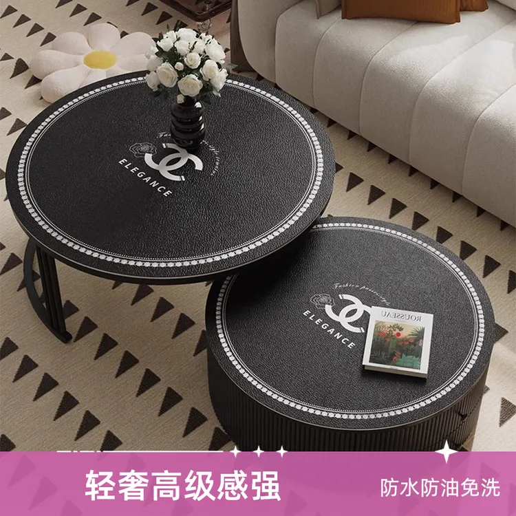 圆形桌垫可擦茶几桌布高级感轻奢家用皮革垫子防水防油免洗餐桌垫