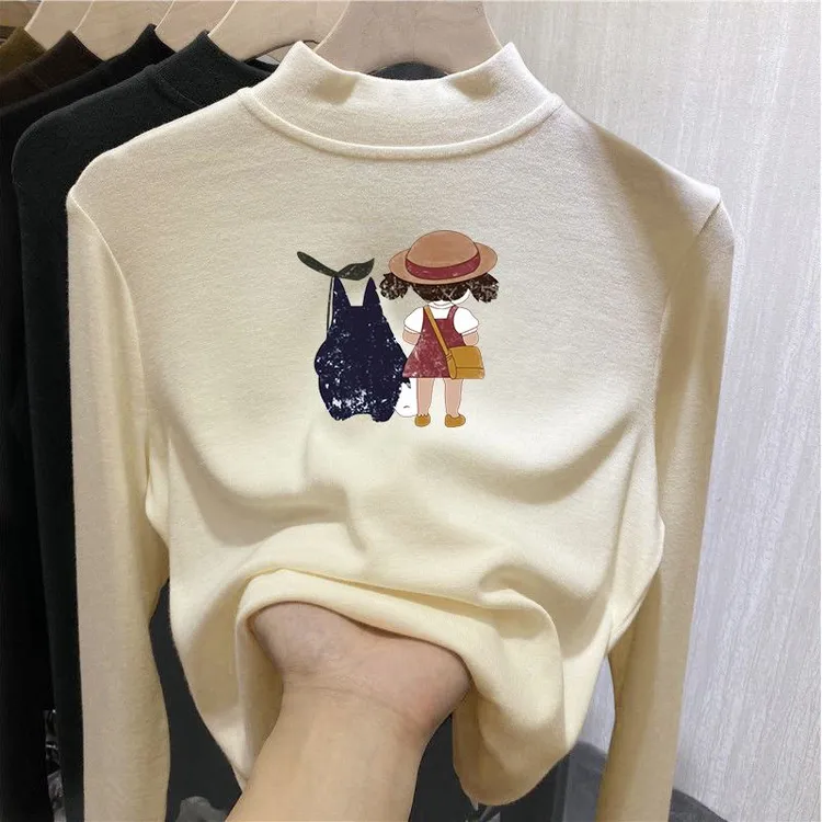 女童半高领德绒打底衫新款秋冬童装大童加绒内搭保暖儿童长袖上衣